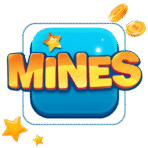 Mines slot logo with a minimalist grid icon