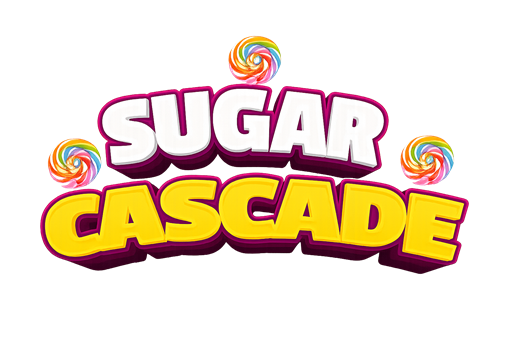 Sugar Cascade slot logo with colorful sweets and desserts